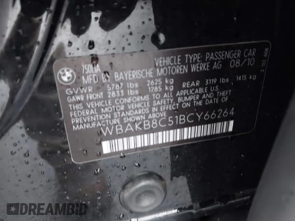 ✅ 2011 BMW 7 Series 750Li • VIN: WBAKB8C51BCY66264 • Lot: 43589331. Wystawiony na IAAI z przebiegiem 94 620 mil. Bezpłatny archiwum sprzedaży aukcyjnych z USA i szczegółowy raport historii pojazdu na DreamBid. Zdjęcie 9.