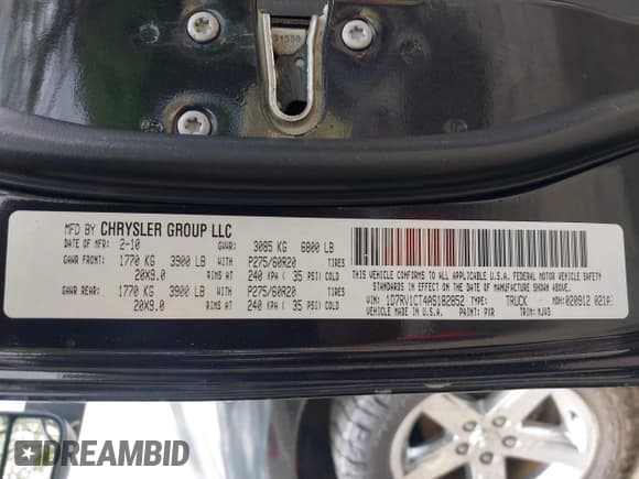✅ 2010 Dodge 1500 Sport • VIN: 1D7RV1CT4AS182852 • Lot: 42275825. Wystawiony na IAAI z przebiegiem 252 943 mil. Bezpłatny archiwum sprzedaży aukcyjnych z USA i szczegółowy raport historii pojazdu na DreamBid. Zdjęcie 9.
