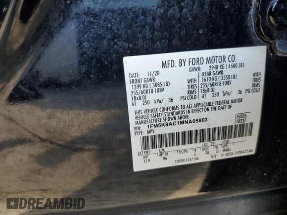 ✅ 2021 Ford Police Interceptor Utility • VIN: 1FM5K8AC1MNA05803 • Lot: 71099665. Wystawiony na Copart z przebiegiem Nie podano. Bezpłatny archiwum sprzedaży aukcyjnych z USA i szczegółowy raport historii pojazdu na DreamBid. Zdjęcie 14.