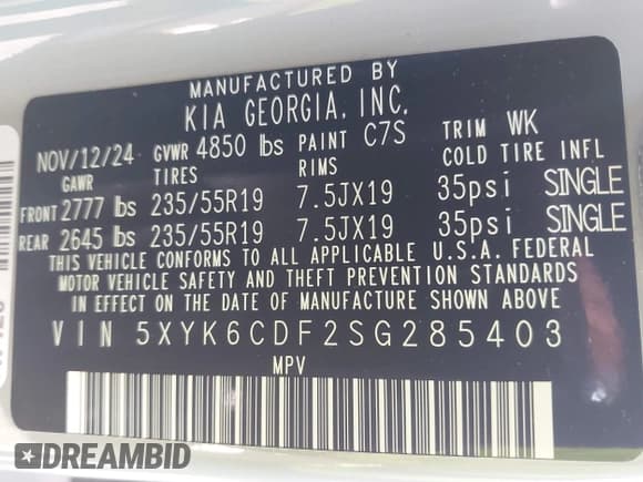 ✅ 2025 Kia Sportage X-Line • VIN: 5XYK6CDF2SG285403 • Lot: 42966324. Listed on IAAI with 417 mi. Free auction sales archive from the USA and detailed vehicle history report at DreamBid. Image 9.