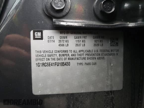 2015 Chevrolet Volt z VIN 1G1RC6E41FU105430, wystawiony jako Copart lot #76778003 z przebiegiem Nie podano mil oraz . Historia ofert i sprzedaży dostępna na DreamBid. Obrazek 12.