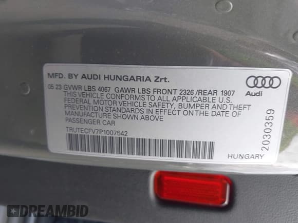 ✅ 2023 Audi TT Roadster • VIN: TRUTECFV7P1007542 • Лот: 43585417. Опубликован ранее на IAAI с пробегом 14 032 миль. Бесплатный доступ к архиву аукционных продаж из США и подробный отчёт об истории автомобиля на DreamBid. Изображение 9.