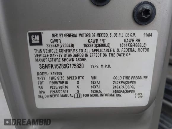 ✅ 2005 Chevrolet Suburban Z71 • VIN: 3GNFK16Z85G175820 • Lot: 43075693. Wystawiony na IAAI z przebiegiem 264 040 mil. Bezpłatny archiwum sprzedaży aukcyjnych z USA i szczegółowy raport historii pojazdu na DreamBid. Zdjęcie 9.