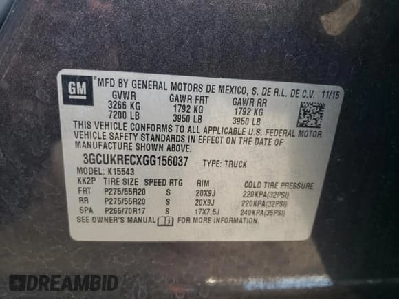 ✅ 2016 Chevrolet Silverado 1500 LT • VIN: 3GCUKRECXGG156037 • Лот: 87008275. Опубликован ранее на Copart с пробегом 90 981 миль. Бесплатный доступ к архиву аукционных продаж из США и подробный отчёт об истории автомобиля на DreamBid. Изображение 12.