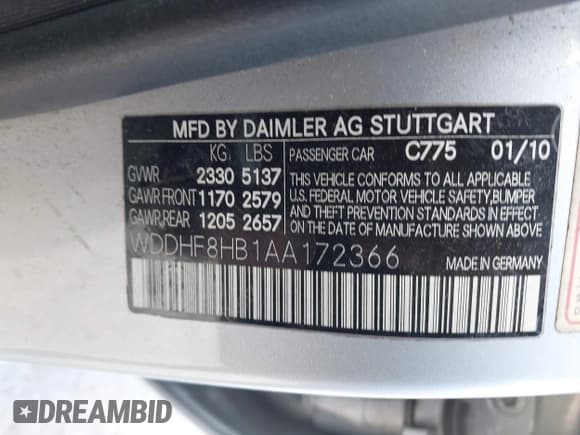 ✅ 2010 Mercedes-Benz E 350 Sport • VIN: WDDHF8HB1AA172366 • Lot: 43803377. Listed on IAAI with 212,252 mi. Free auction sales archive from the USA and detailed vehicle history report at DreamBid. Image 9.