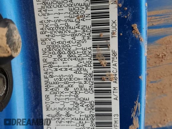 ✅ 2008 Toyota Tacoma • VIN: 3TMMU52N48M007005 • Lot: 71936515. Wystawiony na Copart z przebiegiem 87 251 mil. Bezpłatny archiwum sprzedaży aukcyjnych z USA i szczegółowy raport historii pojazdu na DreamBid. Zdjęcie 12.