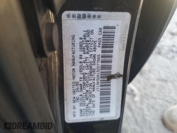 ✅ 1995 Geo Prizm • VIN: 1Y1SK5261SZ077665 • Lot: 76863434. Listed on Copart with 176,535 mi. Free auction sales archive from the USA and detailed vehicle history report at DreamBid. Image 12.