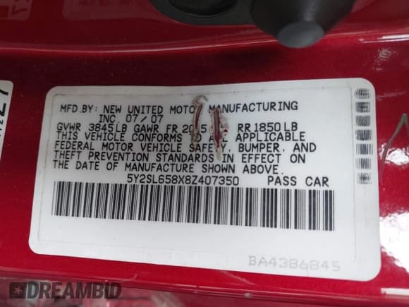 ✅ 2008 Pontiac Vibe • VIN: 5Y2SL658X8Z407350 • Лот: 42873443. Опубликован ранее на IAAI с пробегом 189 351 миль. Бесплатный доступ к архиву аукционных продаж из США и подробный отчёт об истории автомобиля на DreamBid. Изображение 9.