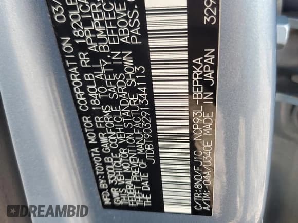 ✅ 2009 Toyota Yaris • VIN: JTDBT903291344113 • Lot: 84196725. Listed on Copart with 131,123 mi. Free auction sales archive from the USA and detailed vehicle history report at DreamBid. Image 12.