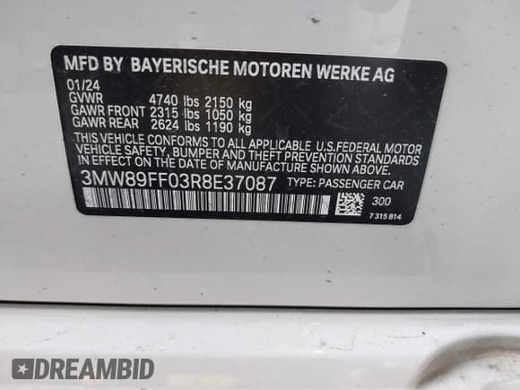 ✅ 2024 BMW 3 Series 330i xDrive • VIN: 3MW89FF03R8E37087 • Lot: 42242409. Listed on IAAI with 21,176 mi. Free auction sales archive from the USA and detailed vehicle history report at DreamBid. Image 9.