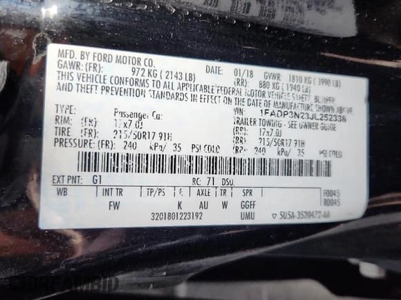 ✅ 2018 Ford Focus Titanium • VIN: 1FADP3N23JL252338 • Лот: 92288585. Опубликован ранее на Copart с пробегом 186 553 миль. Бесплатный доступ к архиву аукционных продаж из США и подробный отчёт об истории автомобиля на DreamBid. Изображение 12.