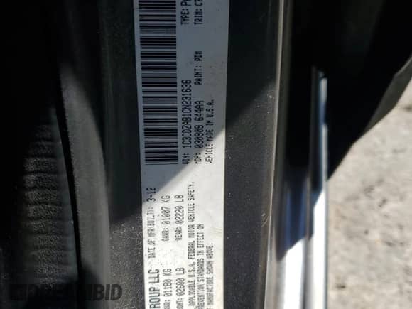 ✅ 2012 Dodge Avenger SE • VIN: 1C3CDZAB1CN231636 • Lot: 61724845. Listed on Copart with 173,584 mi. Free auction sales archive from the USA and detailed vehicle history report at DreamBid. Image 12.