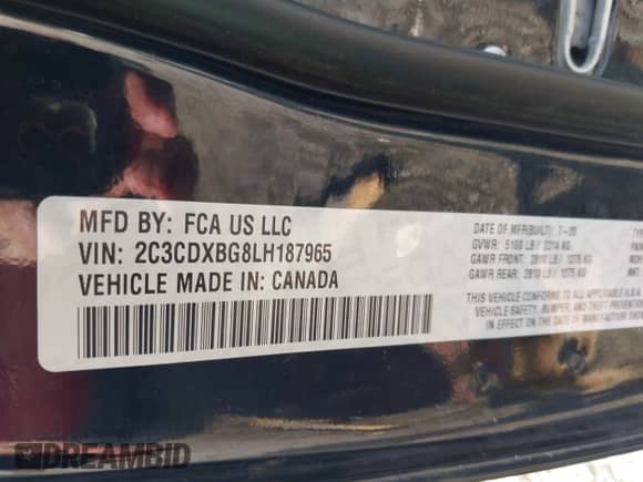 2020 Dodge Charger SXT с VIN 2C3CDXBG8LH187965, выставлен на аукционе IAAI как лот 43390219 с пробегом 160 072 миль миль и . История ставок и продаж доступна на DreamBid. Изображение 9.