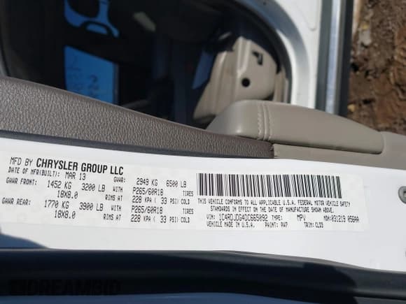 ✅ 2013 Dodge Durango Crew • VIN: 1C4RDJDG4DC665092 • Lot: 43873500. Listed on IAAI with 141,905 mi. Free auction sales archive from the USA and detailed vehicle history report at DreamBid. Image 9.