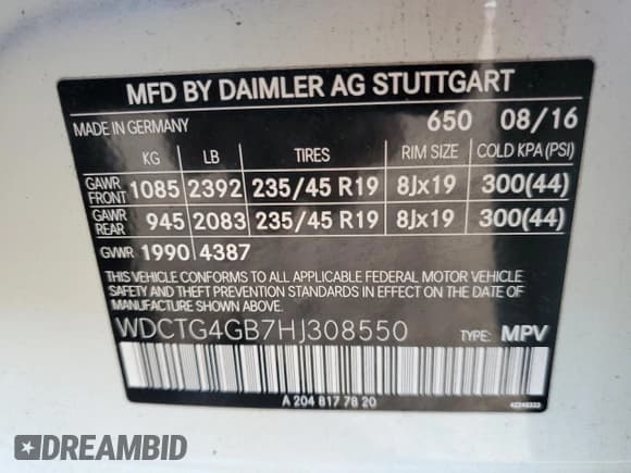 ✅ 2017 Mercedes-Benz GLA 250 • VIN: WDCTG4GB7HJ308550 • Лот: 89879295. Опубликован ранее на Copart с пробегом 139 429 миль. Бесплатный доступ к архиву аукционных продаж из США и подробный отчёт об истории автомобиля на DreamBid. Изображение 14.