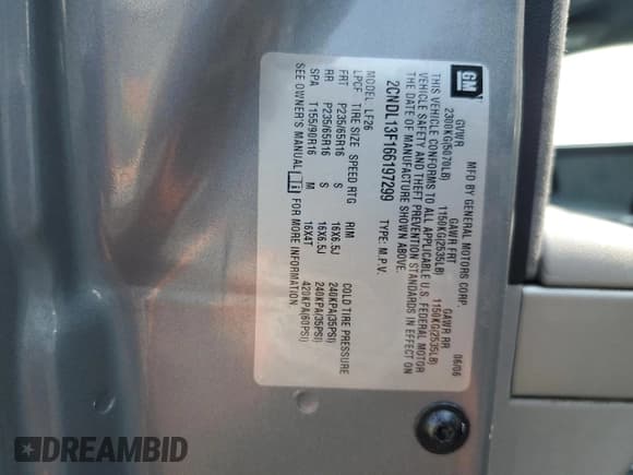 ✅ 2006 Chevrolet Equinox LS • VIN: 2CNDL13F166197299 • Лот: 65931525. Опубликован ранее на Copart с пробегом 103 377 миль. Бесплатный доступ к архиву аукционных продаж из США и подробный отчёт об истории автомобиля на DreamBid. Изображение 13.