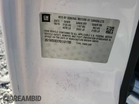 2016 Chevrolet Impala Police Police с VIN 2G1WD5E37G1101705, выставлен на аукционе Copart как лот 54254825 с пробегом Не указан миль и Списание • Salvage title. История ставок и продаж доступна на DreamBid. Изображение 12.