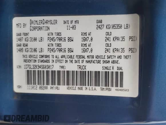 2004 Dodge Dakota Sport с VIN 1D7GL32K94S603017, выставлен на аукционе Copart как лот 70445224 с пробегом 153 617 миль миль и Чистый • Clean title. История ставок и продаж доступна на DreamBid. Изображение 12.
