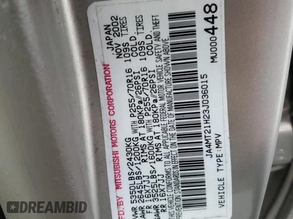 ✅ 2003 Mitsubishi Montero Sport ES • VIN: JA4MT21H23J036015 • Лот: 44752035. Опубликован ранее на Copart с пробегом 70 458 миль. Бесплатный доступ к архиву аукционных продаж из США и подробный отчёт об истории автомобиля на DreamBid. Изображение 13.