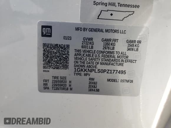 ✅ 2023 GMC Acadia Denali • VIN: 1GKKNPLS0PZ177495 • Лот: 63229815. Опубликован ранее на Copart с пробегом 27 049 миль. Бесплатный доступ к архиву аукционных продаж из США и подробный отчёт об истории автомобиля на DreamBid. Изображение 13.
