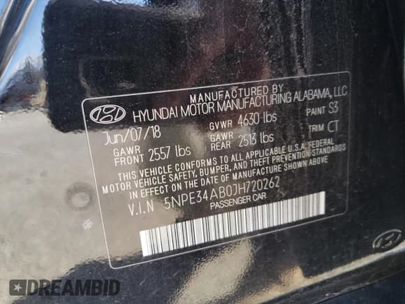 ✅ 2018 Hyundai Sonata Limited Plus • VIN: 5NPE34AB0JH720262 • Lot: 46281093. Listed on Copart with 63,230 mi. Free auction sales archive from the USA and detailed vehicle history report at DreamBid. Image 14.