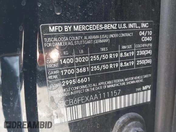 ✅ 2010 Mercedes-Benz R 350 • VIN: 4JGCB6FEXAA111157 • Lot: 43039591. Wystawiony na IAAI z przebiegiem 196 828 mil. Bezpłatny archiwum sprzedaży aukcyjnych z USA i szczegółowy raport historii pojazdu na DreamBid. Zdjęcie 9.