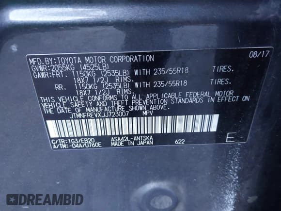 ✅ 2018 Toyota RAV4 SE • VIN: JTMNFREVXJJ723007 • Лот: 43576593. Опубликован ранее на IAAI с пробегом 213 811 миль. Бесплатный доступ к архиву аукционных продаж из США и подробный отчёт об истории автомобиля на DreamBid. Изображение 9.