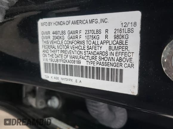 ✅ 2019 Acura TLX w/A-Spec Pkg • VIN: 19UUB1F62KA008189 • Лот: 81423595. Опубликован ранее на Copart с пробегом Не указан. Бесплатный доступ к архиву аукционных продаж из США и подробный отчёт об истории автомобиля на DreamBid. Изображение 12.