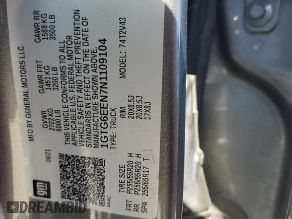 ✅ 2022 GMC Canyon 4WD Denali • VIN: 1GTG6EEN7N1109104 • Lot: 80702795. Wystawiony na Copart z przebiegiem 81 932 mil. Bezpłatny archiwum sprzedaży aukcyjnych z USA i szczegółowy raport historii pojazdu na DreamBid. Zdjęcie 12.