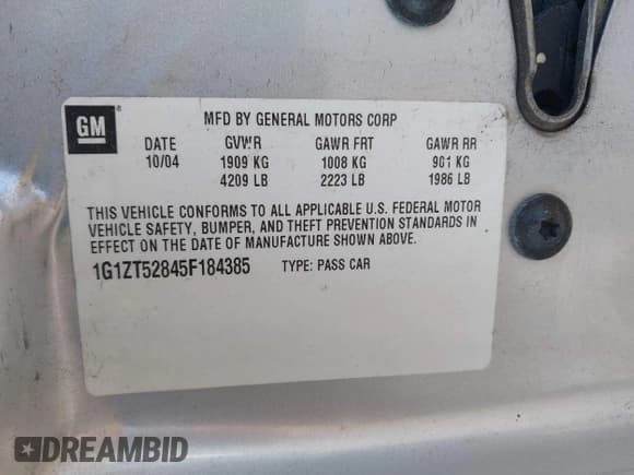 ✅ 2005 Chevrolet Malibu LS • VIN: 1G1ZT52845F184385 • Lot: 43610847. Listed on IAAI with 319,623 mi. Free auction sales archive from the USA and detailed vehicle history report at DreamBid. Image 9.