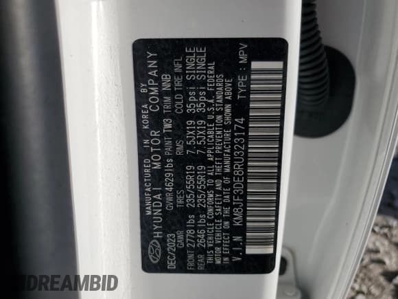 ✅ 2024 Hyundai Tucson XRT • VIN: KM8JF3DE8RU323174 • Лот: 52512735. Опубликован ранее на Copart с пробегом 4 277 миль. Бесплатный доступ к архиву аукционных продаж из США и подробный отчёт об истории автомобиля на DreamBid. Изображение 13.