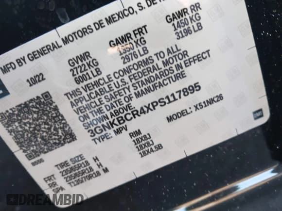 ✅ 2023 Chevrolet Blazer LT • VIN: 3GNKBCR4XPS117895 • Lot: 43469731. Listed on IAAI with 33,196 mi. Free auction sales archive from the USA and detailed vehicle history report at DreamBid. Image 9.