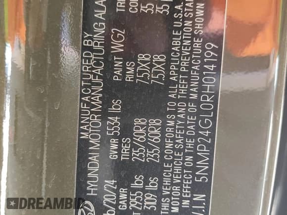 2024 Hyundai Santa Fe SEL с VIN 5NMP24GL0RH014199, выставлен на аукционе Copart как лот 52380505 с пробегом 42 812 миль миль и Чистый • Clean title. История ставок и продаж доступна на DreamBid. Изображение 13.