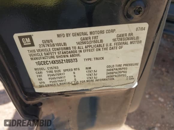 ✅ 2005 Chevrolet Silverado 1500 Work Truck • VIN: 1GCEC14X55Z109373 • Лот: 42303706. Опубликован ранее на IAAI с пробегом 242 390 миль. Бесплатный доступ к архиву аукционных продаж из США и подробный отчёт об истории автомобиля на DreamBid. Изображение 9.