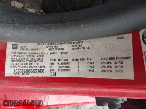 2006 Chevrolet Colorado 2LT с VIN 1GCCS136668271636, выставлен на аукционе IAAI как лот 42101988 с пробегом 144 152 миль миль и . История ставок и продаж доступна на DreamBid. Изображение 9.