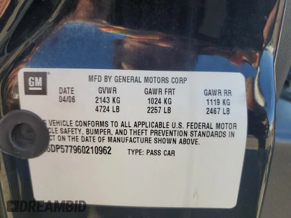 ✅ 2006 Cadillac CTS • VIN: 1G6DP577960210962 • Lot: 75520394. Listed on Copart with 181,375 mi. Free auction sales archive from the USA and detailed vehicle history report at DreamBid. Image 12.