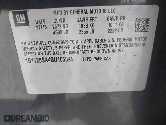 2016 Chevrolet Malibu LTZ z VIN 1G11E5SA4GU105094, wystawiony jako IAAI lot #43108630 z przebiegiem 105 242 mil mil oraz . Historia ofert i sprzedaży dostępna na DreamBid. Obrazek 9.