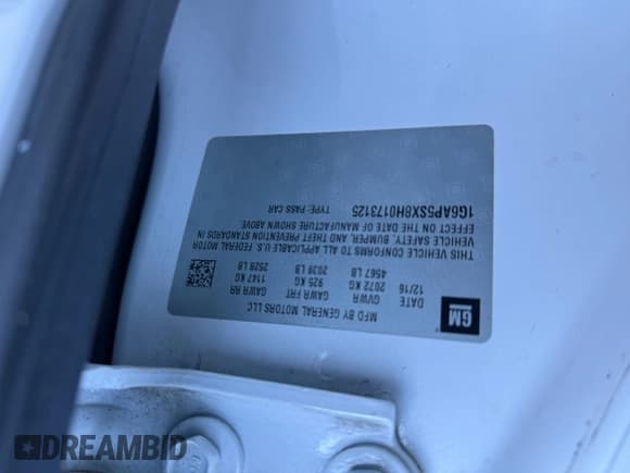 ✅ 2017 Cadillac CTS RWD • VIN: 1G6AP5SX8H0173125 • Lot: 88937325. Listed on Copart with 113,569 mi. Free auction sales archive from the USA and detailed vehicle history report at DreamBid. Image 10.