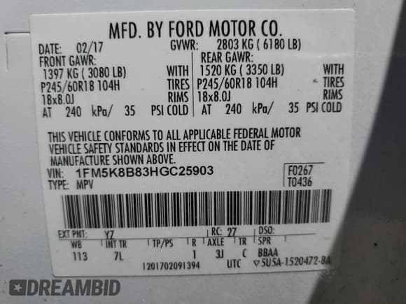 ✅ 2017 Ford Explorer • VIN: 1FM5K8B83HGC25903 • Lot: 50417805. Wystawiony na Copart z przebiegiem 45 854 mil. Bezpłatny archiwum sprzedaży aukcyjnych z USA i szczegółowy raport historii pojazdu na DreamBid. Zdjęcie 13.