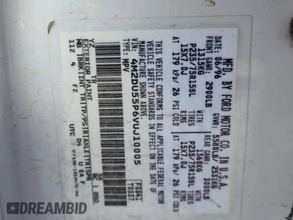 ✅ 1997 Mercury Mountaineer • VIN: 4M2DU55P6VUJ10005 • Lot: 92649425. Wystawiony na Copart z przebiegiem 183 909 mil. Bezpłatny archiwum sprzedaży aukcyjnych z USA i szczegółowy raport historii pojazdu na DreamBid. Zdjęcie 12.