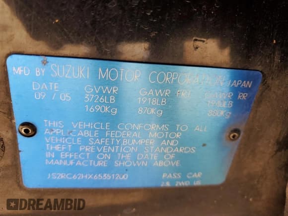 ✅ 2006 Suzuki Aerio Premium • VIN: JS2RC62HX65351200 • Lot: 88077405. Wystawiony na Copart z przebiegiem 165 431 mil. Bezpłatny archiwum sprzedaży aukcyjnych z USA i szczegółowy raport historii pojazdu na DreamBid. Zdjęcie 14.