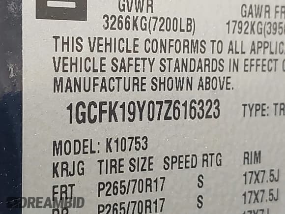 ✅ 2007 Chevrolet Silverado 1500 • VIN: 1GCFK19Y07Z616323 • Lot: 42637873. Wystawiony na IAAI z przebiegiem 191 057 mil. Bezpłatny archiwum sprzedaży aukcyjnych z USA i szczegółowy raport historii pojazdu na DreamBid. Zdjęcie 9.