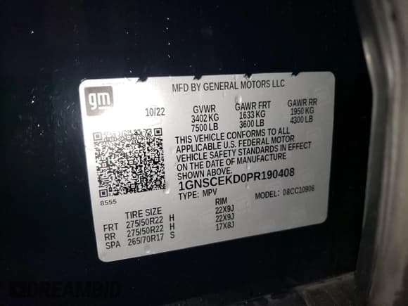 ✅ 2023 Chevrolet Suburban RST • VIN: 1GNSCEKD0PR190408 • Lot: 47892105. Wystawiony na Copart z przebiegiem 73 200 mil. Bezpłatny archiwum sprzedaży aukcyjnych z USA i szczegółowy raport historii pojazdu na DreamBid. Zdjęcie 13.