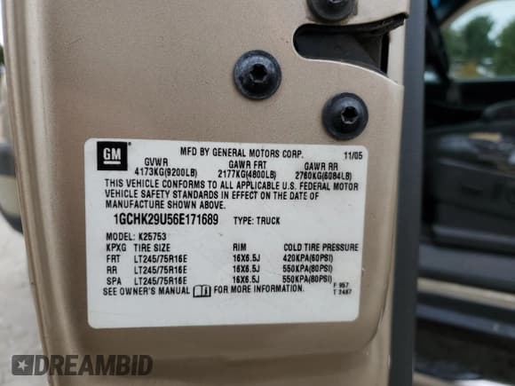 ✅ 2006 Chevrolet Silverado 2500HD LT1 • VIN: 1GCHK29U56E171689 • Lot: 89640685. Listed on Copart with 231,919 mi. Free auction sales archive from the USA and detailed vehicle history report at DreamBid. Image 12.