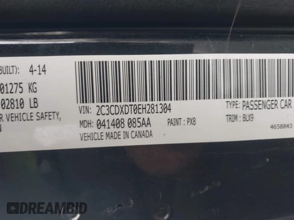 ✅ 2014 Dodge Charger RT Max • VIN: 2C3CDXDT0EH281304 • Lot: 43651055. Listed on IAAI with 147,287 mi. Free auction sales archive from the USA and detailed vehicle history report at DreamBid. Image 9.