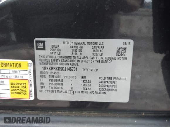 ✅ 2016 GMC Acadia SLT • VIN: 1GKKRRKD9GJ146781 • Lot: 43548079. Listed on IAAI with 148,049 mi. Free auction sales archive from the USA and detailed vehicle history report at DreamBid. Image 9.