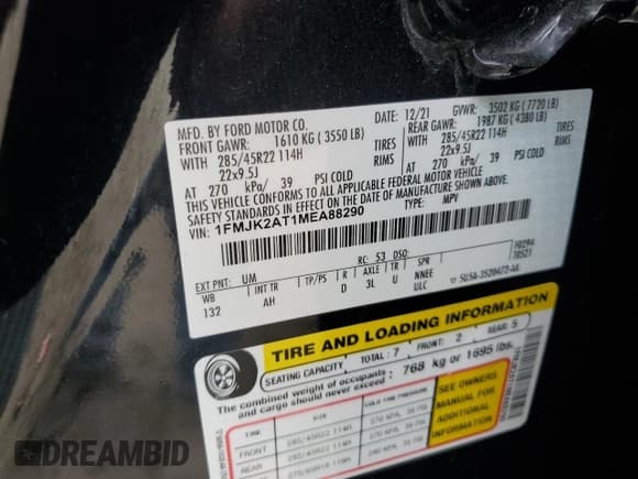 ✅ 2021 Ford Expedition Max Limited • VIN: 1FMJK2AT1MEA88290 • Лот: 82403865. Опубликован ранее на Copart с пробегом 37 656 миль. Бесплатный доступ к архиву аукционных продаж из США и подробный отчёт об истории автомобиля на DreamBid. Изображение 12.