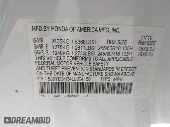 ✅ 2020 Acura MDX • VIN: 5J8YD3H34LL004158 • Лот: 43820385. Опубликован ранее на IAAI с пробегом 148 257 миль. Бесплатный доступ к архиву аукционных продаж из США и подробный отчёт об истории автомобиля на DreamBid. Изображение 9.