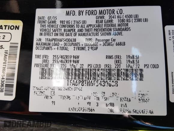 ✅ 2015 Ford Mustang EcoBoost Premium • VIN: 1FA6P8TH6F5430638 • Lot: 43407466. Listed on IAAI with 172,641 mi. Free auction sales archive from the USA and detailed vehicle history report at DreamBid. Image 9.