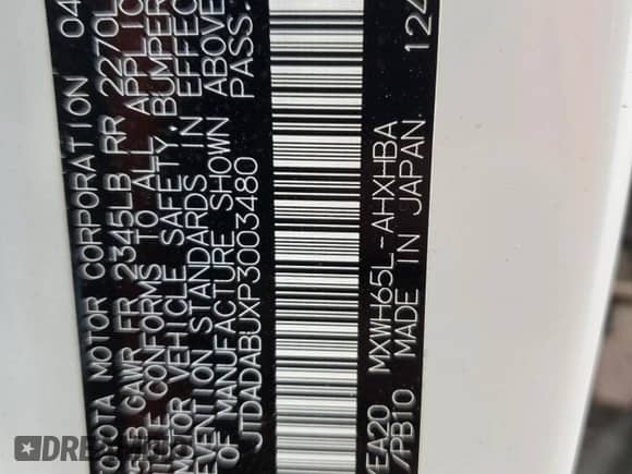 2023 Toyota Prius LE with VIN JTDADABUXP3003480, listed as a Copart auction lot 81009095 with 46,646 mi miles and Salvage title. Bid and sale history available at DreamBid. Image 12.